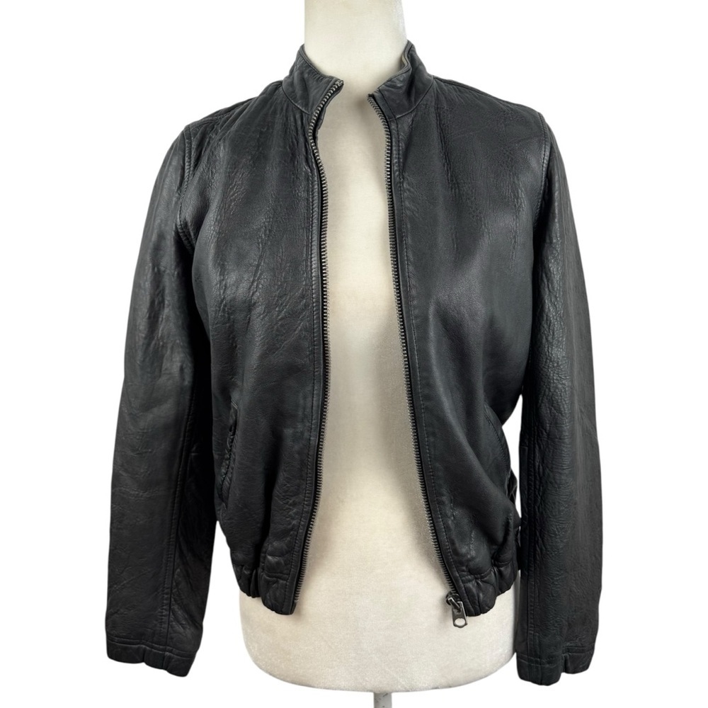 Lucky Brand Ana 100% Lamb Leather Jacket Moto Full Zip Womens Size XS Bomber - Picture 2 of 16